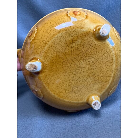 Vintage Japanese 70s Three-Toed Teapot With Fruit & Flower Design - Picture 7 of 15